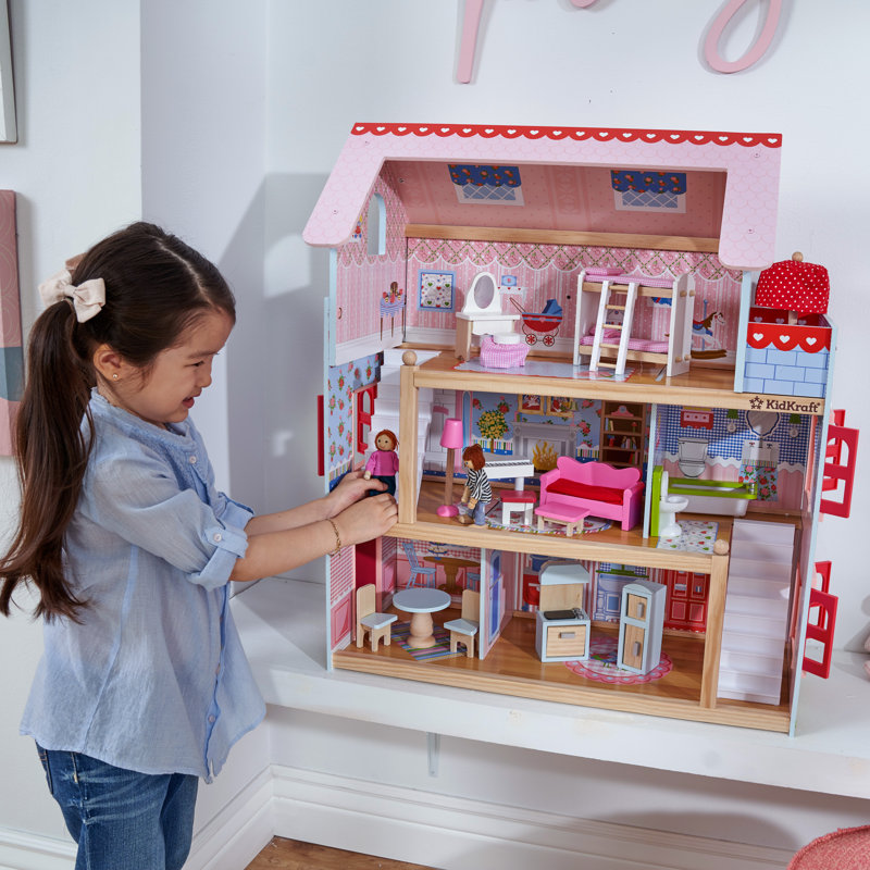 Chelsea Doll Cottage Wooden Dollhouse with 16 Accessories for 5 Inch Dolls